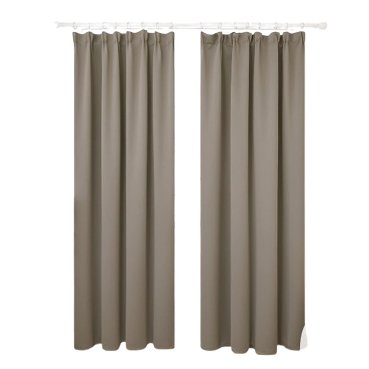 Sötétítő függöny szett, Deconovo, átlátszatlan, 140 x 245 cm, taupe, 2 db