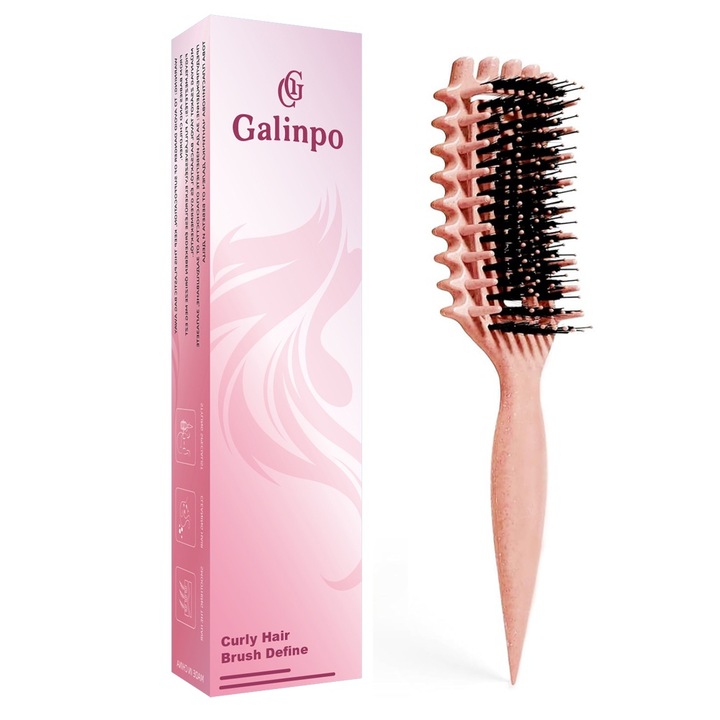 Perie de par cret si ondulat Galinpo 5-in-1, antistatica, cu maner anti-alunecare