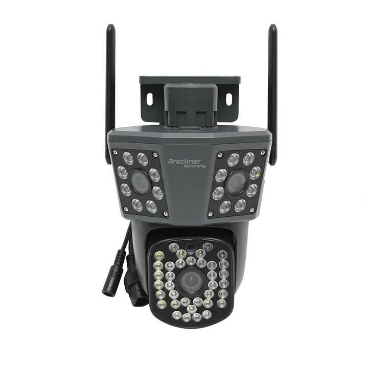 Camera de supraveghere 3 lentile, 3 obiective 6 MP, WIFI 2.4GHz, rotire 360 grade PTZ cu senzor de miscare, alarma, detectie umana si aplicatie IPC360 Home