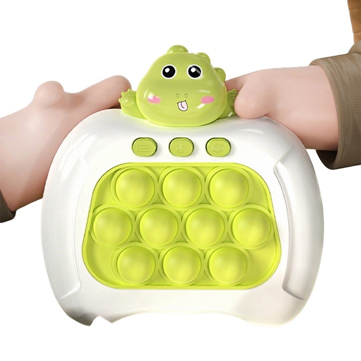 Oktató jellegű játékkonzol, dinoszaurusz témájú, 4 játékmód, 12,8x5x13cm, zöld