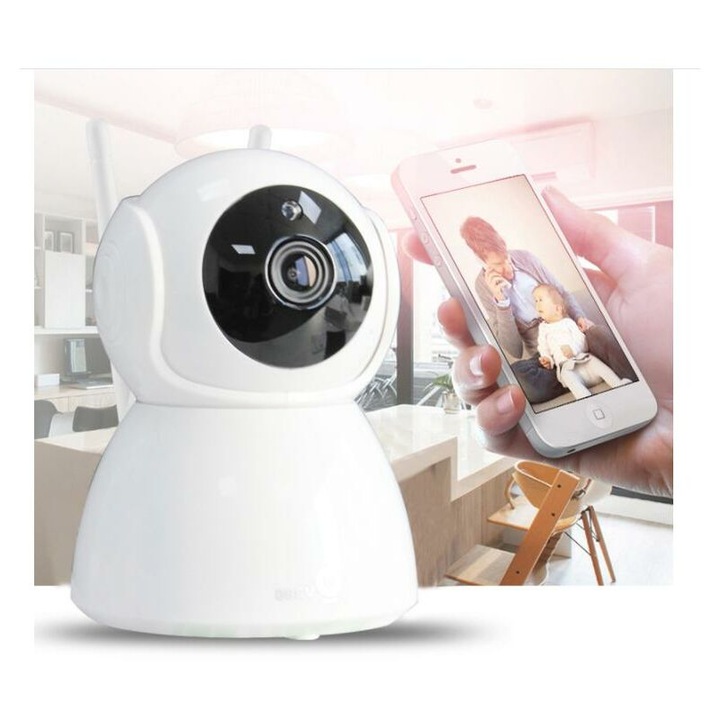 WiFi камера за видеонаблюдение 1080P, 360°, откриване на човек, 130x88x85 мм