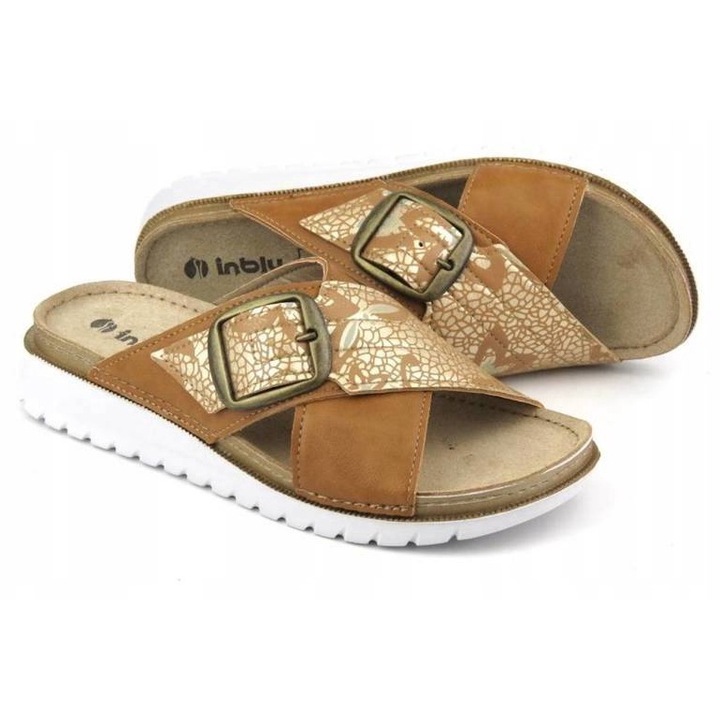 Női papucs INBLU, csatos, barna, eco-bőr, 36 EU