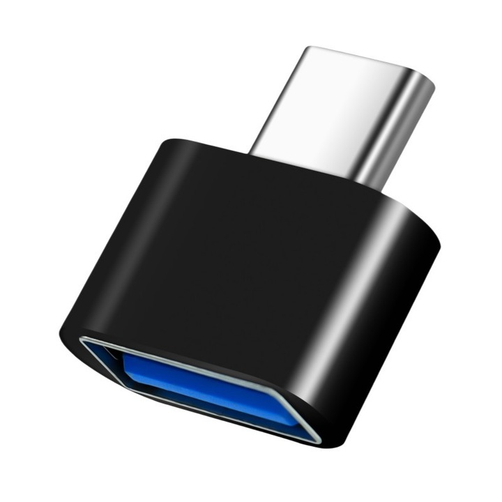 Адаптер USB-C към USB-A, бързо зареждане, черен, 2g