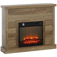 Semineu electric, HOMCOM, cu efect de flacara 3D, 97cm 1800W cu oprire automata, 30㎡, culoarea lemnului
