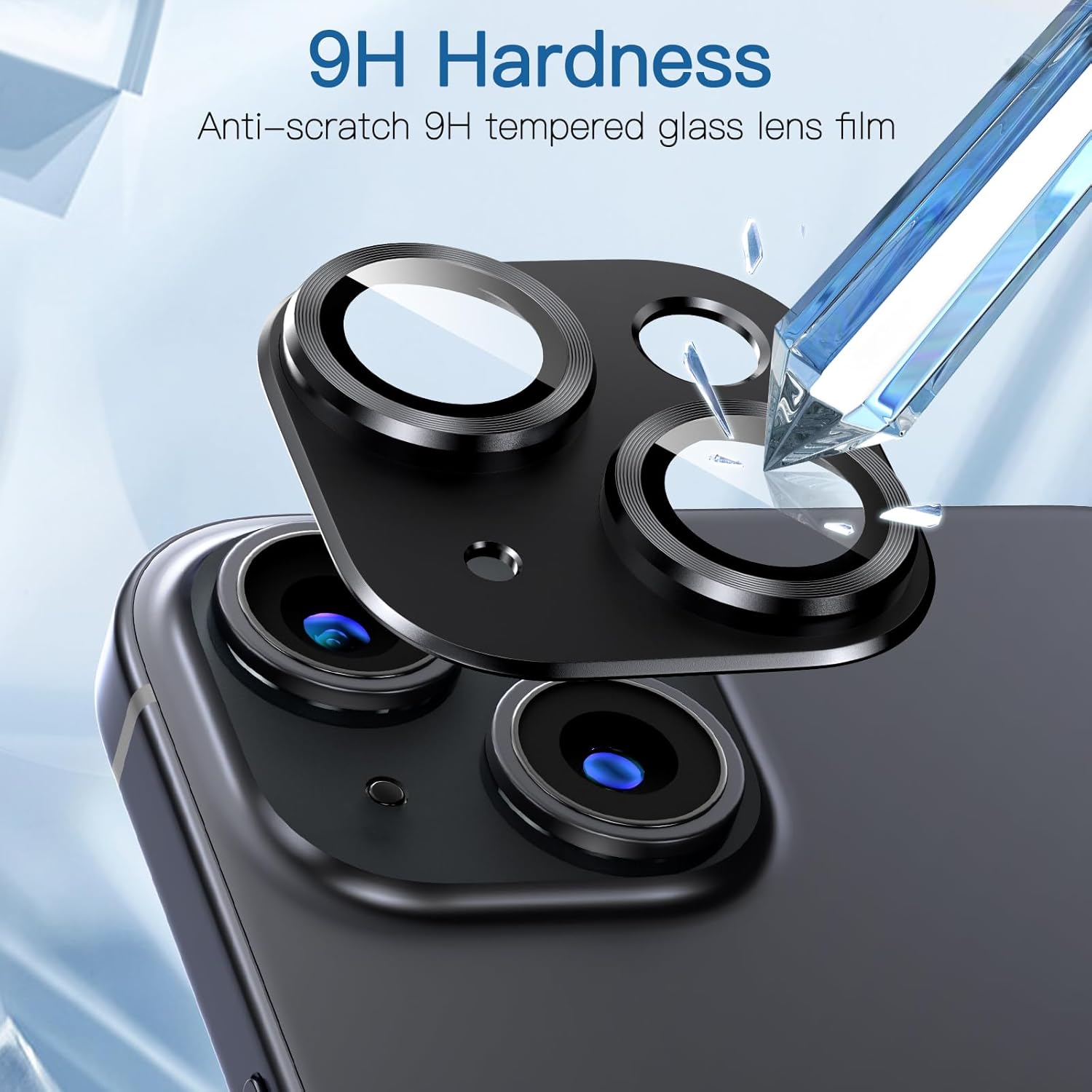 Giftorld [Pachet 2] Protector de lentile camerei, sticla temperata 9H, acoperire de placi de aluminiu pentru aviatie, claritate HD, pentru iPhone 14, iPhone 14 Plus, negru