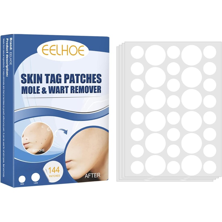 Комплект от 144 пластира за премахване на кожни образувания, PsAyl, бързодействащи, натурални съставки, прозрачни