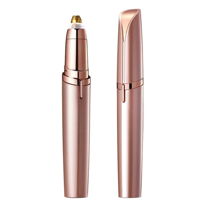Trimmer pentru sprancene, electric, Rose Gold