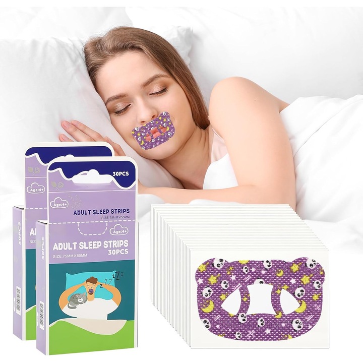 Комплект от 60 ленти за сън, PsAyl, за намаляване на хъркането, хипоалергенни, 73x52 мм, многоцветни