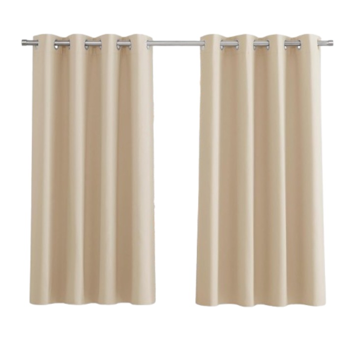 Set 2 draperii opace, 110 x 235 cm, protectie termica, bej deschis