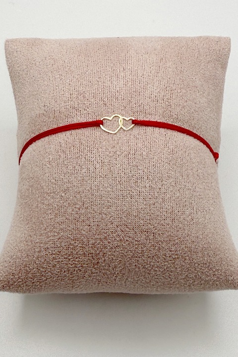 Rain Jewelry, Bratara ajustabila cu talismane de aur de 8K, Auriu, Rosu inchis