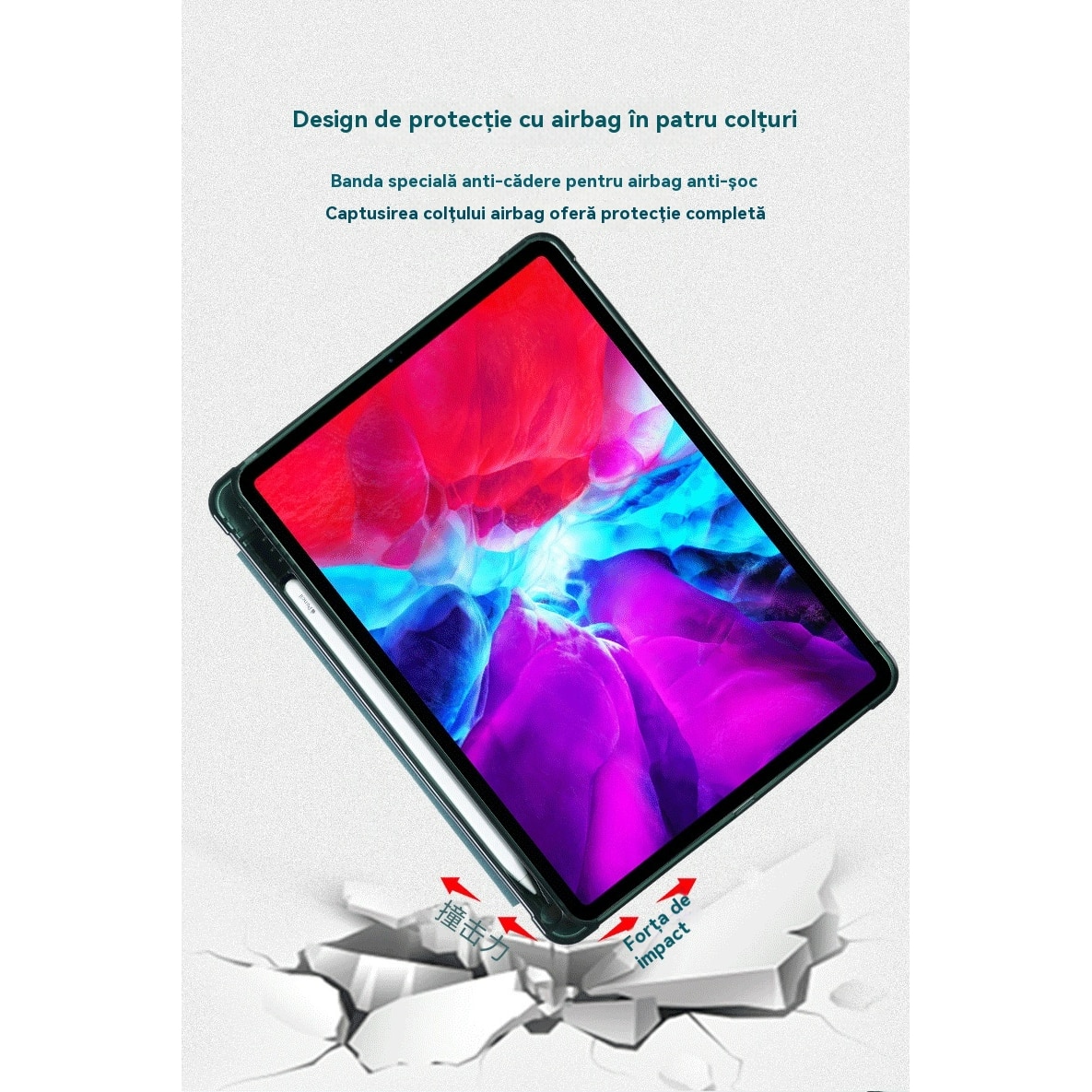 Husa pentru iPad de 10, 2 inchi 2019/2020/2021 Ecran de blocare inteligenta, rezistenta la socuri, anti-zgarieturi, verde deschis, Apple iPad 10.2" 2019