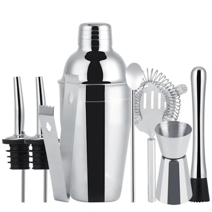 Set de cocktail 8 piese, shaker 550ml, inox, accesorii bar