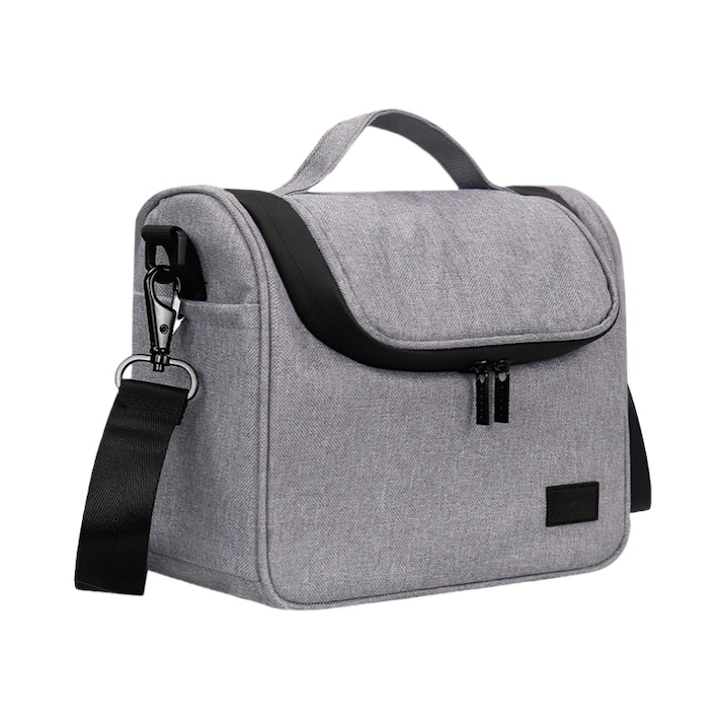 Geanta camera foto, 30x17x24 cm, capacitate mare, curea de umar reglabila, impermeabila, rezistenta la uzura, rezistenta la impact, respirabila, mare, gri