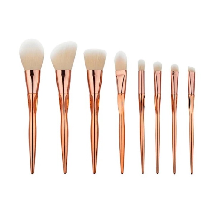 Set 8 pensule machiaj, sintetic, diverse dimensiuni, multicolor, 19x1.5cm