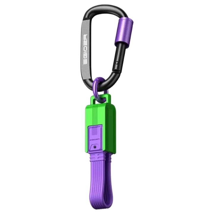 Cablu de date tip C pentru breloc, incarcare rapida, portabil, violet
