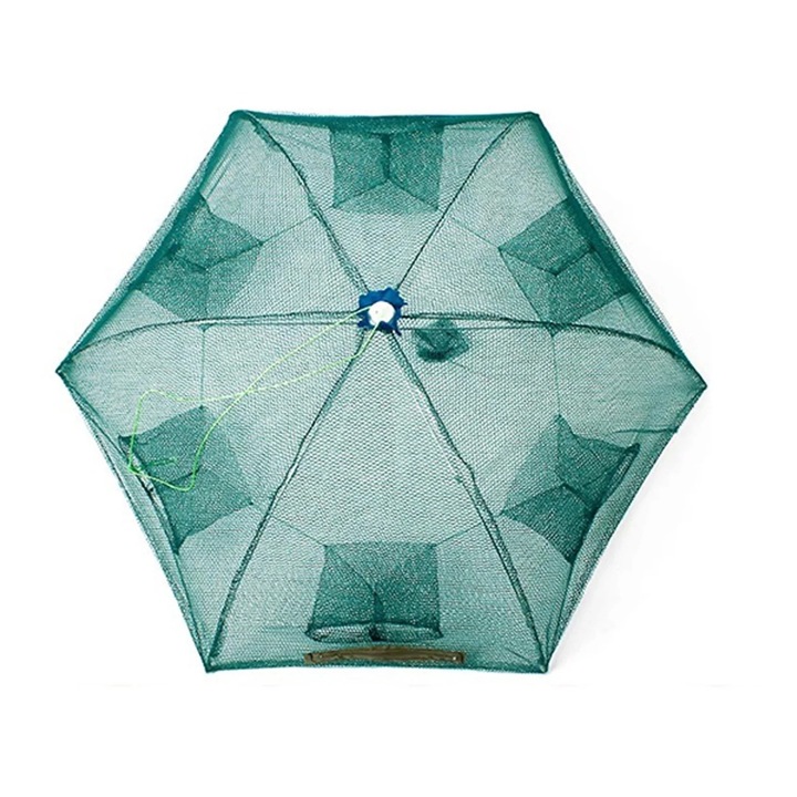 Мрежа за риболов на скариди, комплект от 1, сгъваем дизайн, полиестерен материал, компактен размер