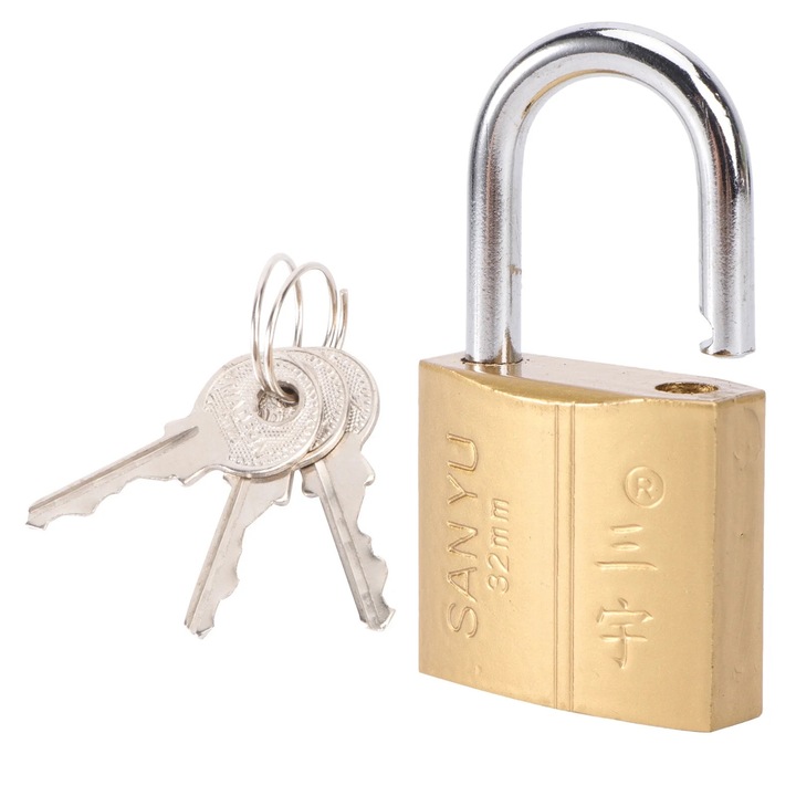 Железен катинар, устойчив на ръжда, 5х3,2х1,7 см, комплект от 3 ключа