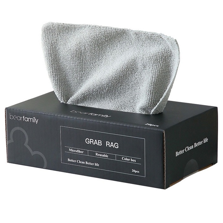 Set lavete de curatat din microfibra, 20 bucati, gri, 20x20cm