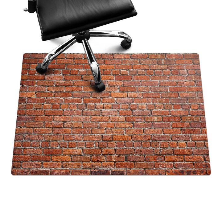 Protectie podea scaun birou, Wallfluent, Zid de caramida, Rosu, 100x70 cm, 010250310010100001843