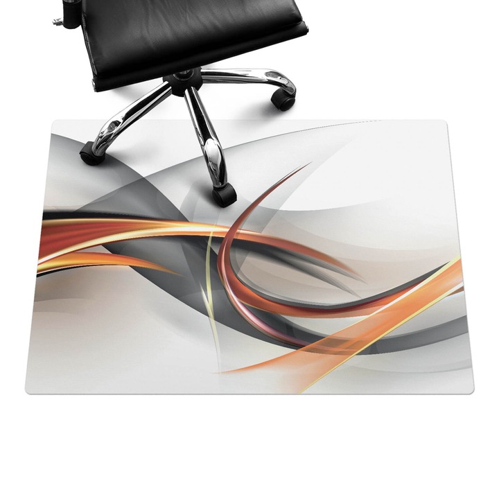 Szék szőnyeg, Wallfluent, Dinamikus hullámok, Fehér, 100x70 cm, 010250310010100006028