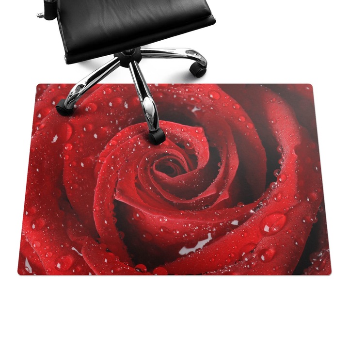 Székalátét, Wallfluent, Rózsa vízcseppekkel, Piros, 100x70 cm, 010250310010100000850