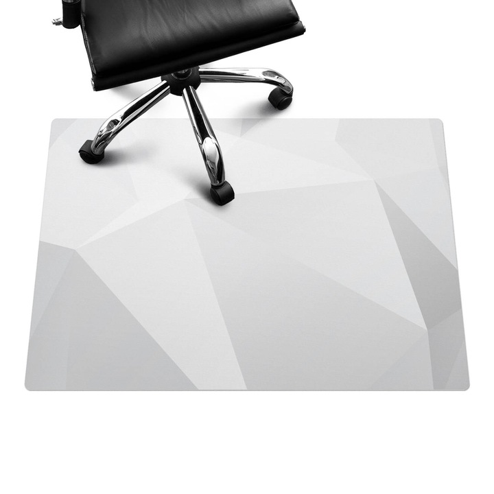 Íróasztal szék alátét, Wallfluent, Geometrikus 3D minta, Fehér, 100x70 cm, 010250310010100006051