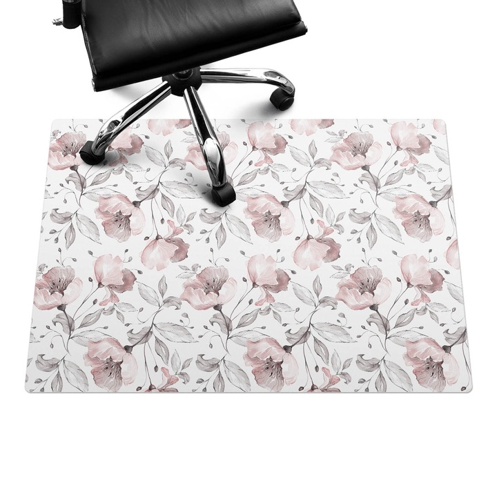 Padlóvédő székalátét, Wallfluent, Vintage virágmintás, Rózsaszín, 100x70 cm, 010250310010100030455