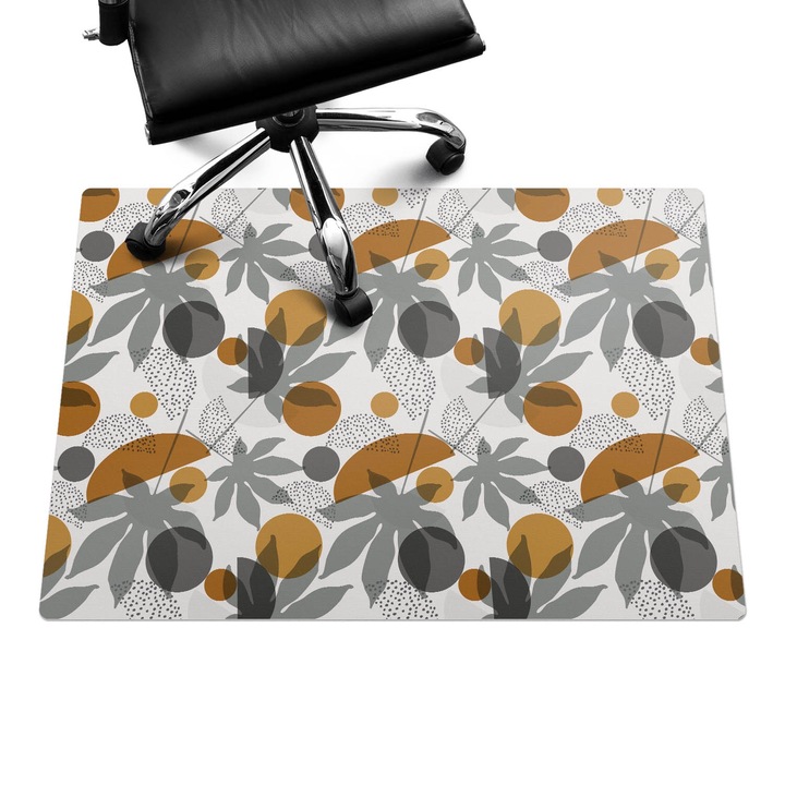 Szék szőnyeg, Wallfluent, Geometrikus levelek, Narancssárga, 100x70 cm, 010250310010100033405