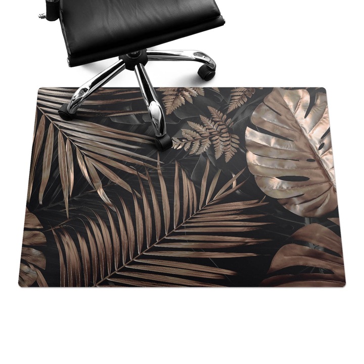 Szék szőnyeg, Wallfluent, Trópusi levelek, Barna, 100x70 cm, 010250310010100033999
