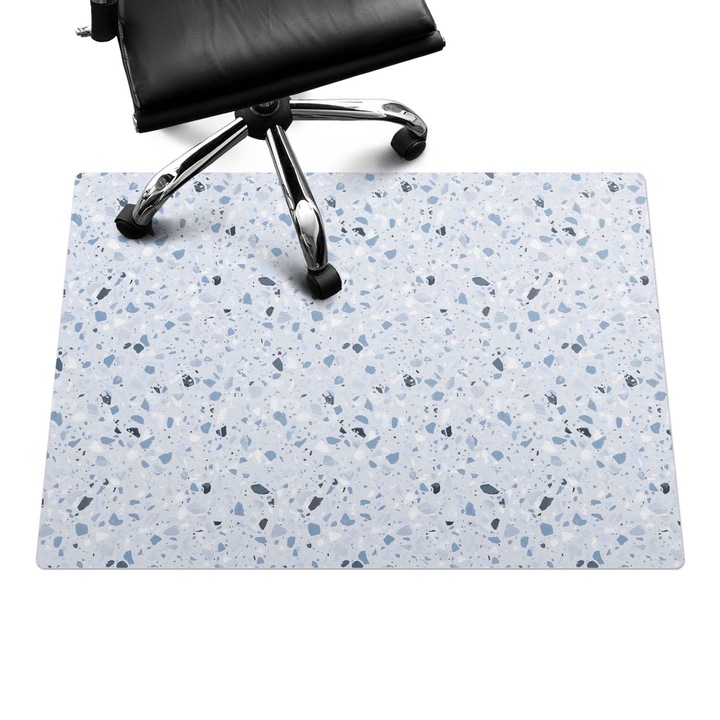 Irodai szék szőnyeg, Wallfluent, Terrazzo mozaik, Kék, 100x70 cm, 010250310010100033535