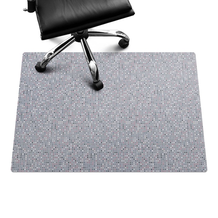Irodai szék szőnyeg, Wallfluent, Pöttyös mozaik, Szürke, 100x70 cm, 010250310010100033477