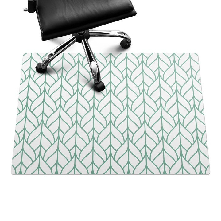 Padlóvédő székalátét, Wallfluent, Levelek mintában, Zöld, 100x70 cm, 010250310010100033521