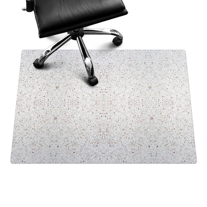 Íróasztal szék alátét, Wallfluent, Szimmetrikus terrazzo, Fehér, 100x70 cm, 010250310010100057088