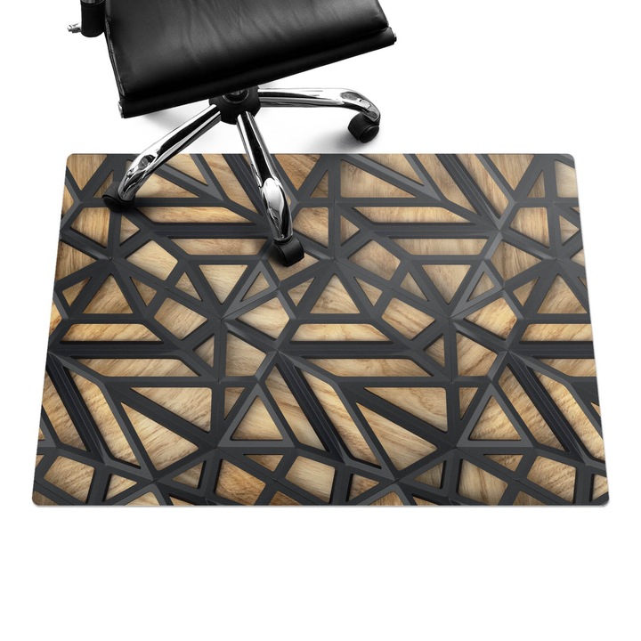 Irodai szék szőnyeg, Wallfluent, Geometrikus 3D minta, Bézs, 100x70 cm, 010250310010100033991