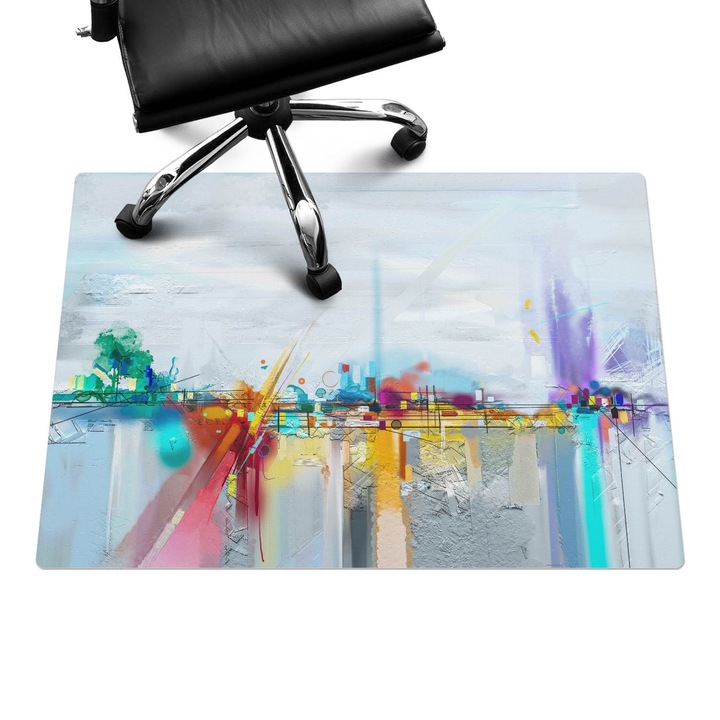 Székalátét, Wallfluent, Absztrakt táj, Szürke, 100x70 cm, 010250310010100074939