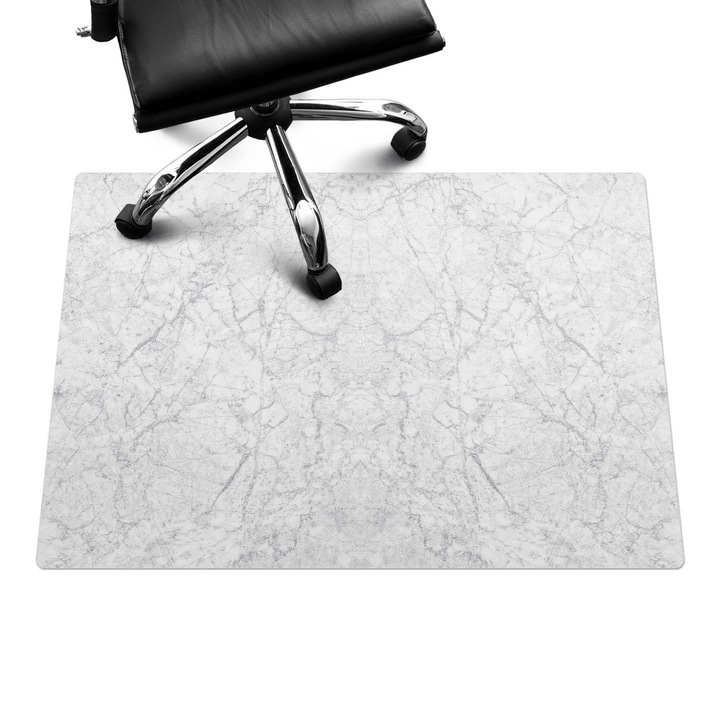 Irodai szék szőnyeg, Wallfluent, Márvány minták, Fehér, 100x70 cm, 010250310010100057059