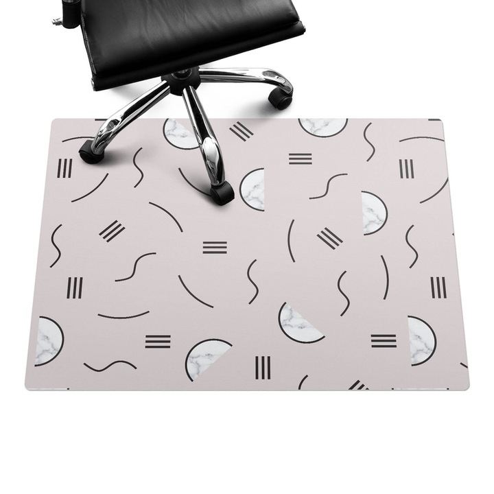 Szék alátét szőnyeg, Wallfluent, Geometriai minta, Bézs, 100x70 cm, 010250310010100057155