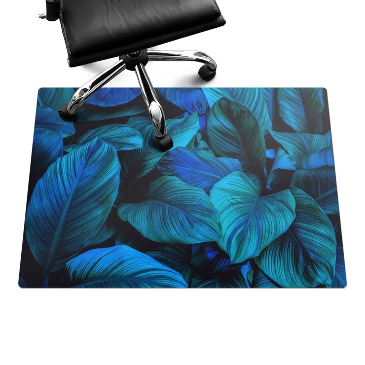Padlóvédő székalátét, Wallfluent, Trópusi levelek, Türkiz, 100x70 cm, 010250310010100049174