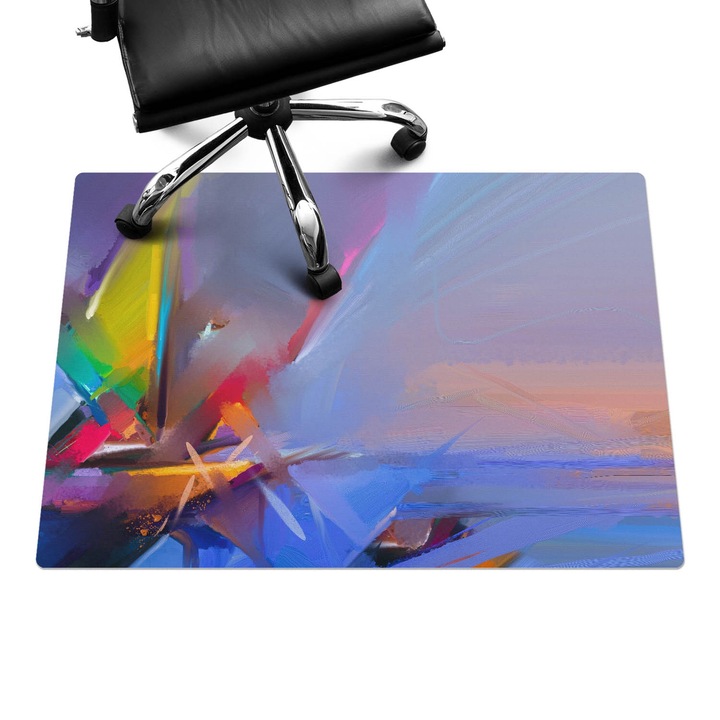 Padlóvédő székalátét, Wallfluent, Absztrakt vonások, Lila, 100x70 cm, 010250310010100074646