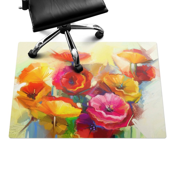 Székalátét, Wallfluent, Virágok absztrakcióban, Sárga, 100x70 cm, 010250310010100075135