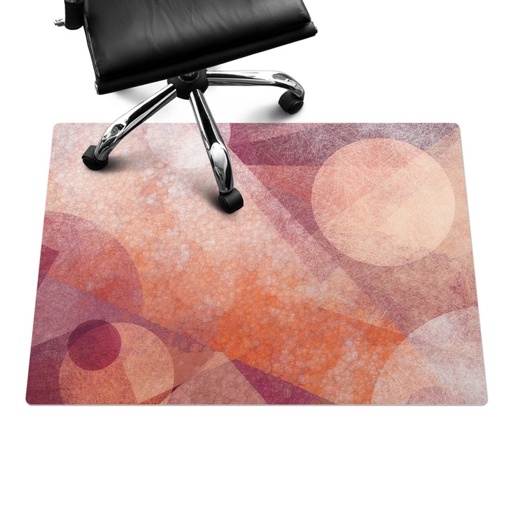 Irodai szék szőnyeg, Wallfluent, Absztrakt körök, Narancssárga, 100x70 cm, 010250310010100075119