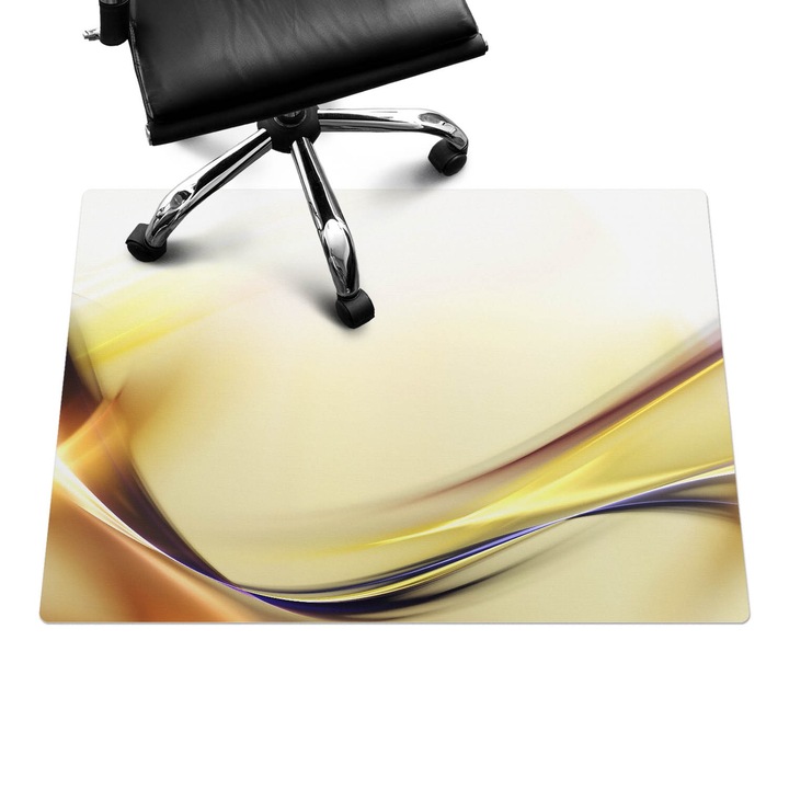 Íróasztal szék alátét, Wallfluent, Finom absztrakciós vonalak, Sárga, 100x70 cm, 010250310010100077344