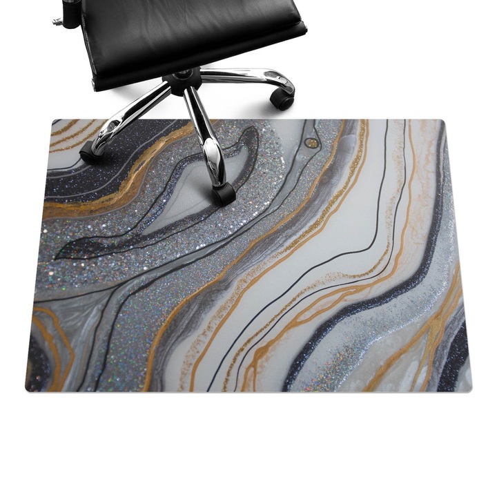 Padlóvédő székalátét, Wallfluent, Csillogó hullámok, Szürke, 100x70 cm, 010250310010100077329