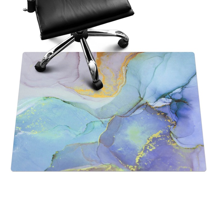 Irodai szék szőnyeg, Wallfluent, Absztrakt akvarell, Kék, 100x70 cm, 010250310010100077412