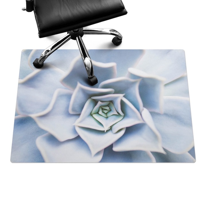 Padlóvédő székalátét, Wallfluent, Spirális pozsgások, Kék, 100x70 cm, 010250310010100077249