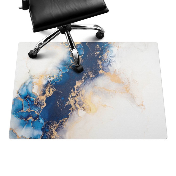 Szék alátét szőnyeg, Wallfluent, Absztrakt hullám, Tengerészkék, 100x70 cm, 010250310010100088329