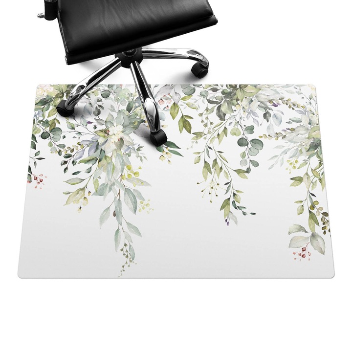 Szék szőnyeg, Wallfluent, Finom levelek, Zöld, 100x70 cm, 010250310010100088451