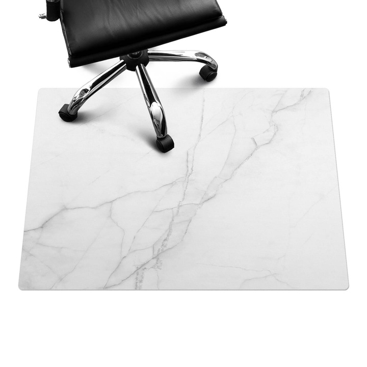 Protectie podea scaun birou, Wallfluent, Vene de marmura, Alb, 100x70 cm, 010250310010100088990
