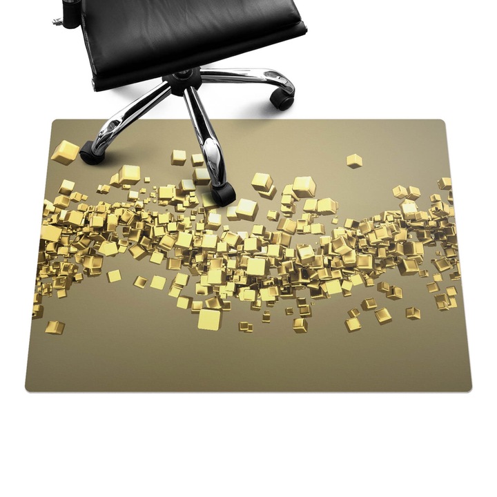 Íróasztal szék alátét, Wallfluent, Repülő kockák, Sárga, 100x70 cm, 010250310010100274317