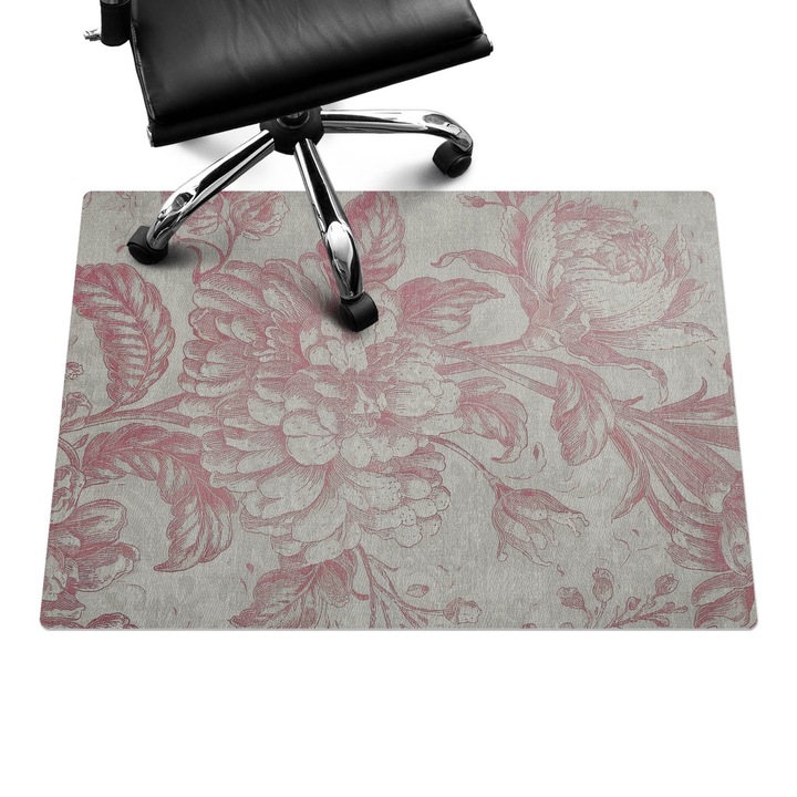 Székalátét, Wallfluent, Virágos retro dísz, Rózsaszín, 100x70 cm, 010250310010100282067